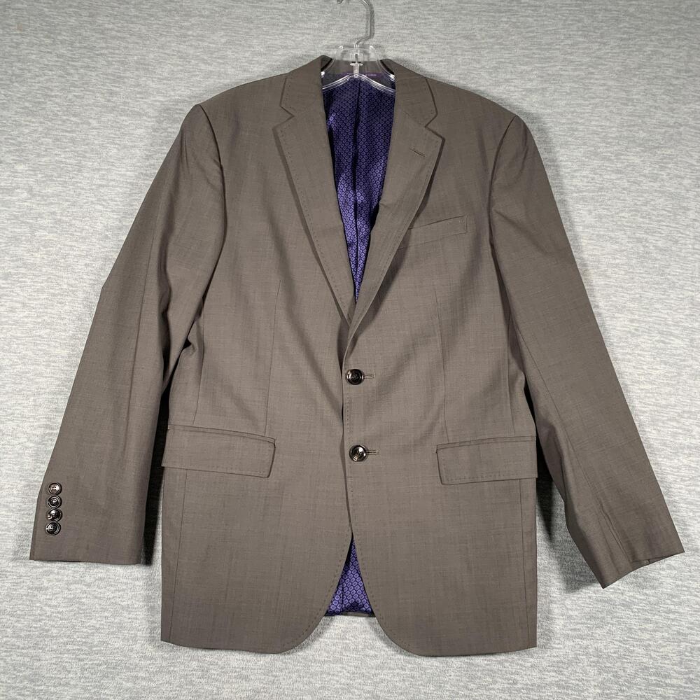 Ted Baker Endurance Suit Jacket Mens 38S Gray Wool 2 Button Notch Lapel Blazer
